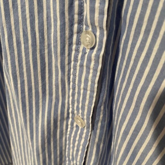 NWOT Women Within Blue & White Striped Long Sleeve Button-Down Shirt 5X - Picture 4 of 10